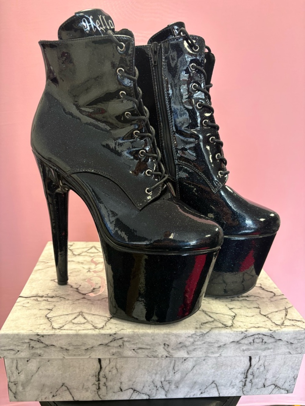 Hella Heels Glitterati Ankle Boot: Sin City, 8”